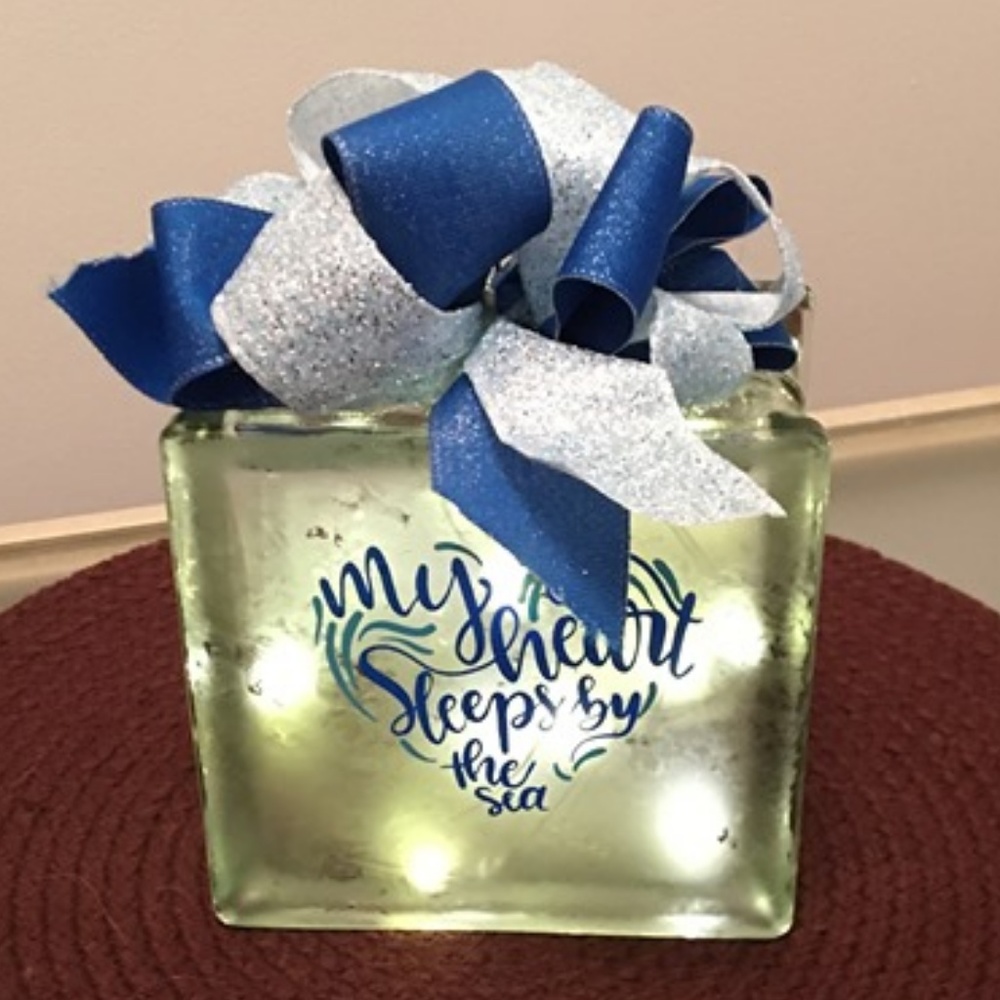 Small Lighted Block - My Heart Sleeps by the Sea